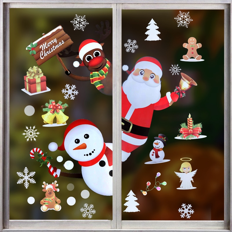 Merry Christmas Wall Stickers Window Glass Sticker... – Grandado