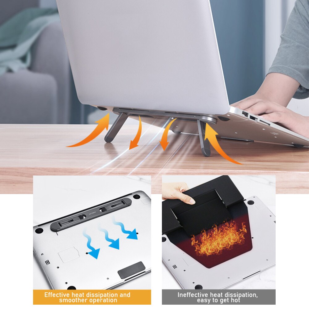 Laptop Bracket Notebook Accessories Mini Foldable Laptop Portable Holder Cooling Stand Metal Vertical Laptop Stand Home Office