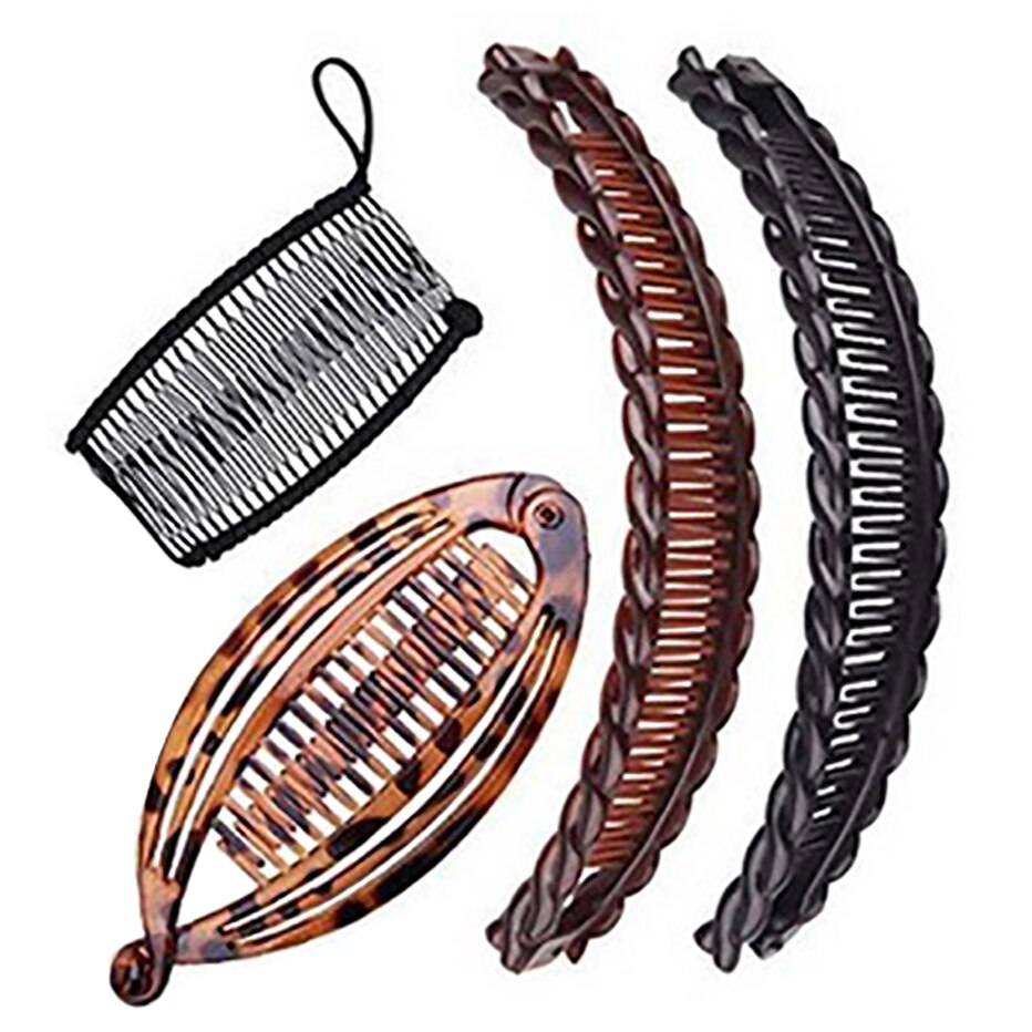 Pince à cheveux banane Vintage, ensemble de pinces à poisson pour filles, Barrettes à griffes de couleur unie, accessoires pour cheveux pour femmes, pince de support queue de cheval: 1-7