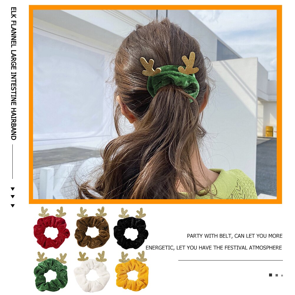 Vrouwen schattige elanden paardenstaart houder haar ring feest huis decoratie benodigdheden flanellen haar touw elastische scrunchies