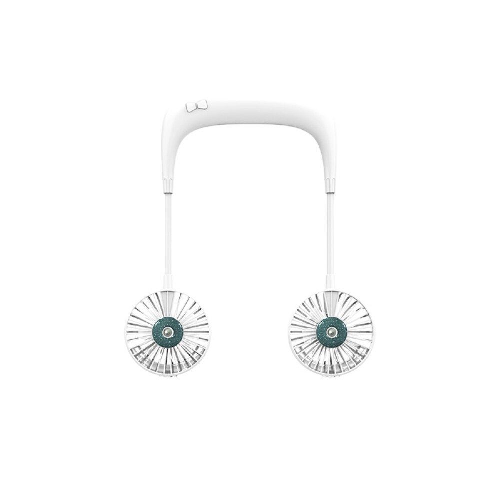 Portable Mini Flexible USB Rechargeable Hanging Neck Sports Cooling Spray Fan: White