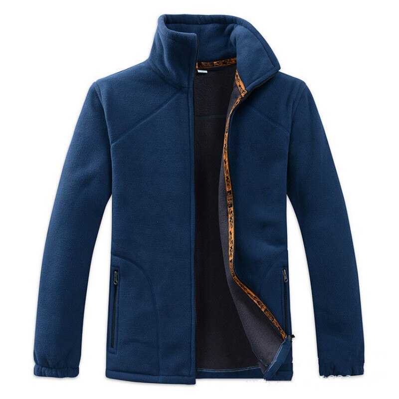 ShionFa Winter männer Vlies Hoodie Mäntel Stehkragen Warme Strickjacke Herbst Ich bin Freien Dicke Feste Beiläufige Jacken Übergroßen 5XL: Blau / 3XL  passen 70-80kg