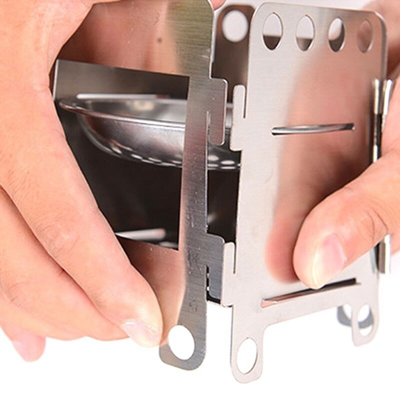 Folding Wood Stove Alcohol Stove Stand Bracket Portable Outdoor Picnic Cook BBQ Burners Titanium Stainless Steel Camping Stove