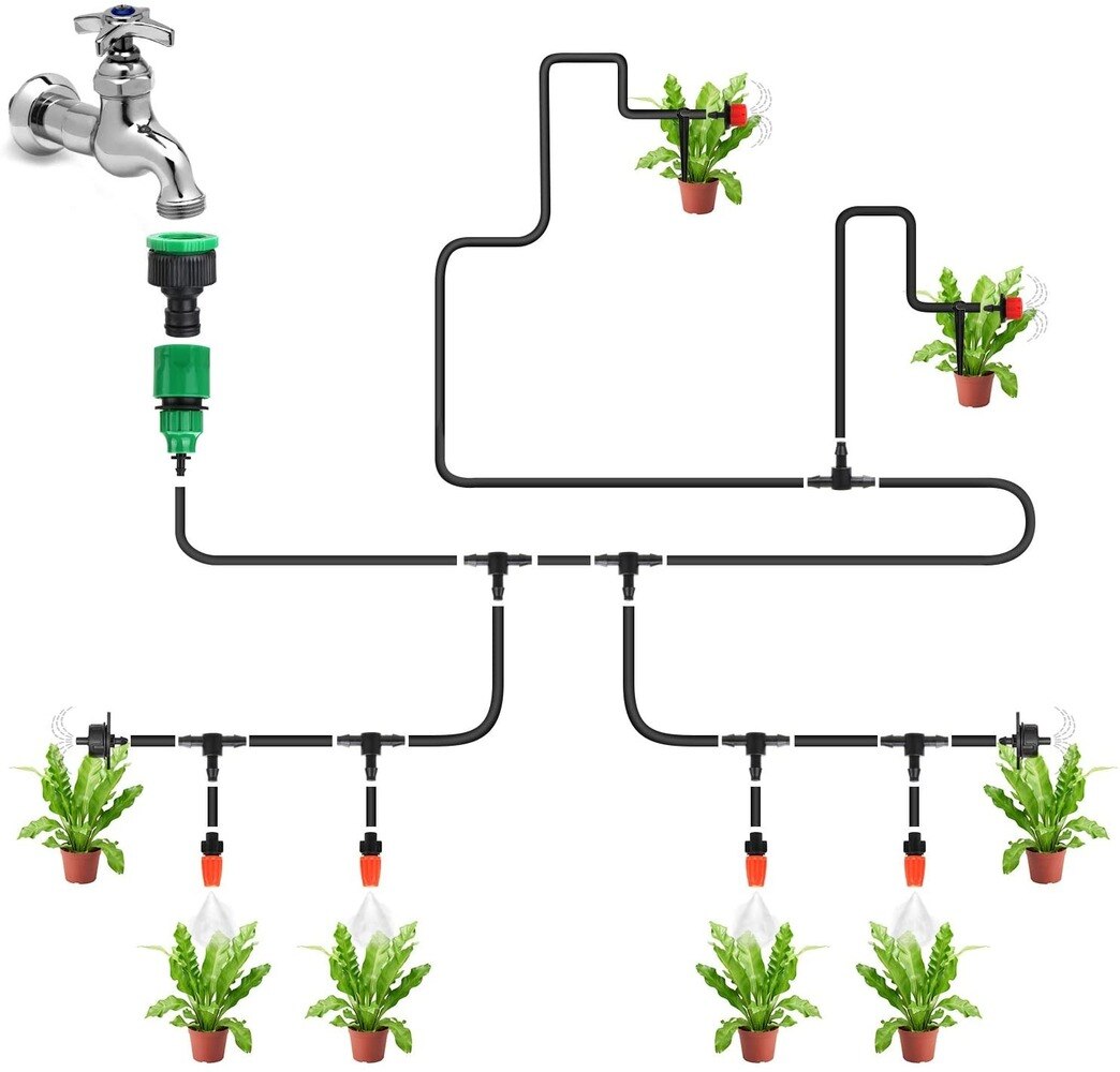 40M-5M DIY Drip Irrigation System Automatic Watering Garden Hose Micro Drip Watering Kits with Adjustable Drippers