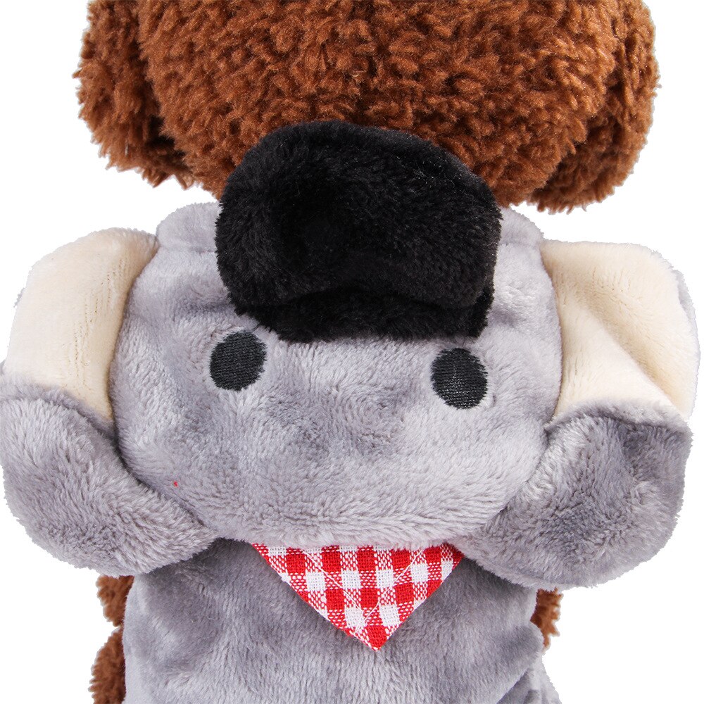 Pet Autumn Winter Flannel Four Legs Costume for Small Medium Dogs Puppy Warm Thickened Hoodie Coat Grey Koala Dogs Clothing