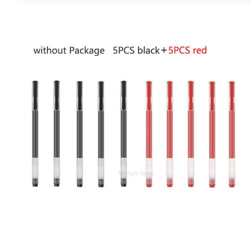 Xiaomi-Bolígrafo de Gel súper duradero, bolígrafo con signo de escritura de 0,5mm, recambio fluido de Suiza, bolígrafo de tinta roja y negra: 5black 5red