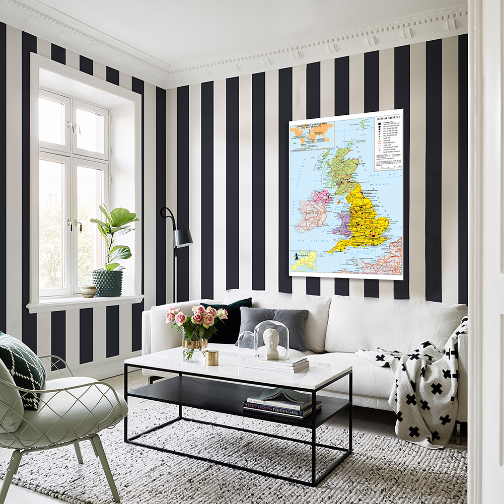150*225cm Transportation Map of The United Kingdom In French Non-woven Canvas Painting Poster Home Decoration School Supplies