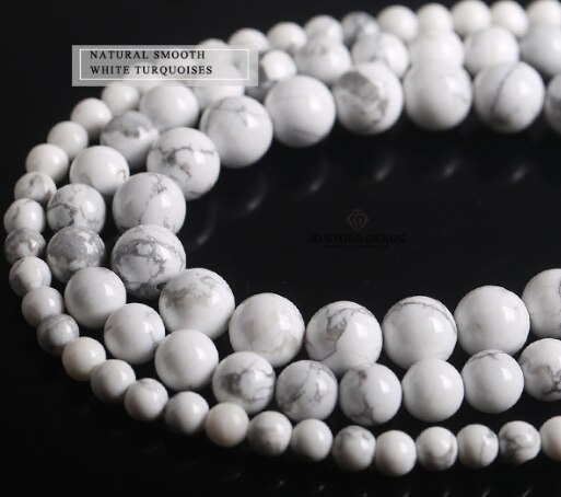 Genuine Natural White Turquoise Beads Howlite Faceted Round Beads Semi-Finished Handmade Matte Frost Stone For Jewelry Making: Smooth Turquoises / 8mm48pcsbeads