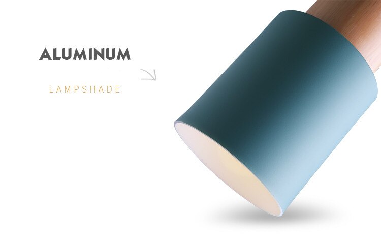 Nordisk stil tre pendel moderne belysning svart pendel fargerik aluminiumsarmatur kjøkkenlampe restaurant lys