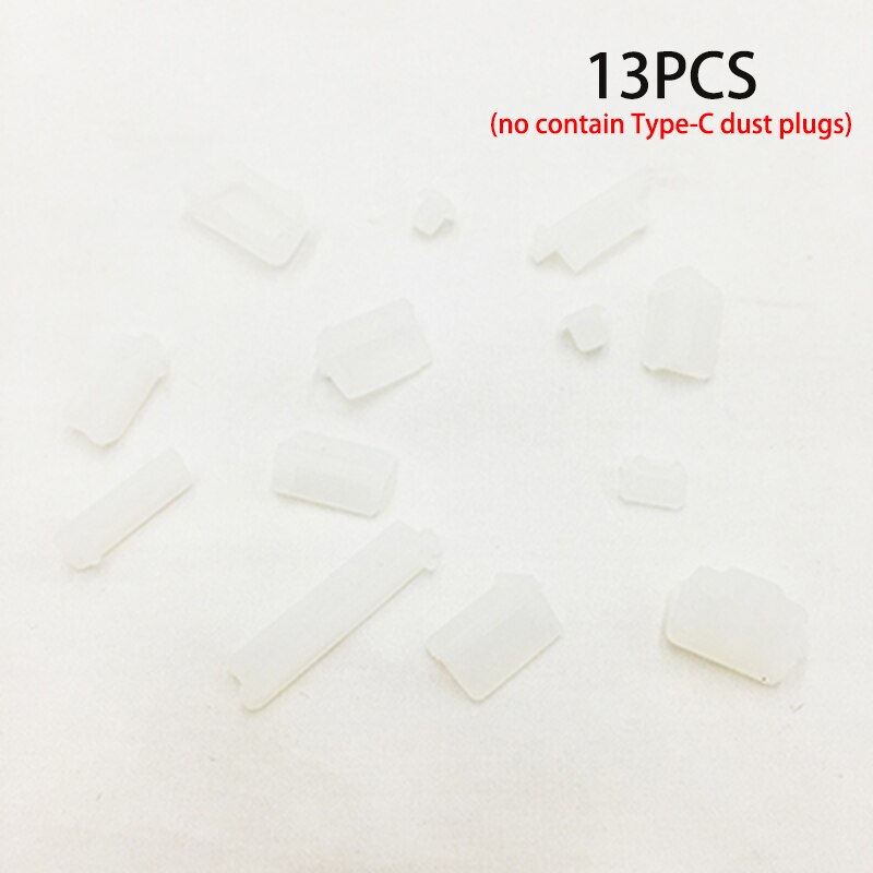 13 Stks/set Voor Macbook Anti Stof Plug Laptop Cover Beschermende Stop Stof Plug Laptop Stofdicht Usb Computer Accessoires: 13pcs clear