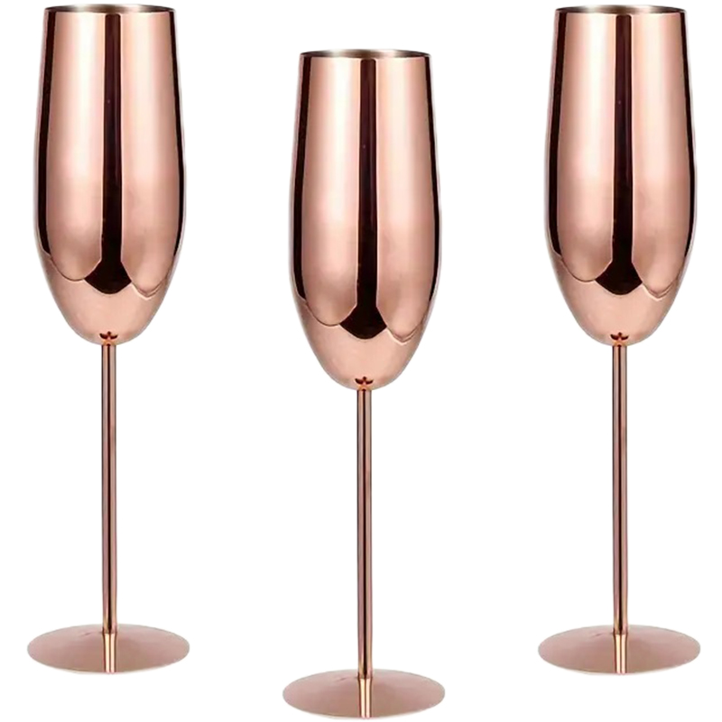 Verre à vin en acier inoxydable, verre à champagne, verre à whisky, gobelet en métal , verre à vin rouge, type tonneau, degré de chute, 3 pièces: MULTI