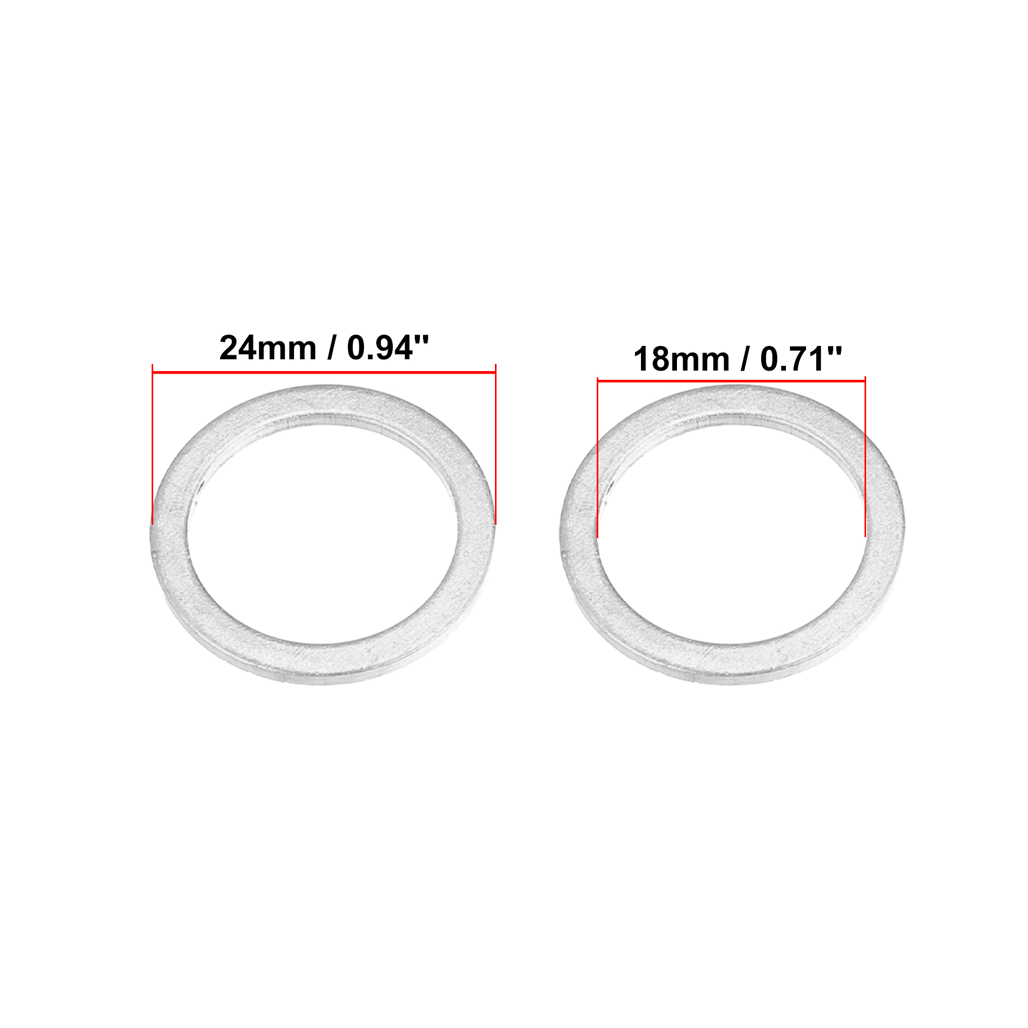 X autohaux 15 stk. motoroliepresserskiver bundproppakninger 14/16/18/20/22 mm stk. aluminium sølvfarvede bilreservedele: Rød