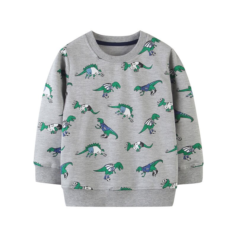 Mètres sautants animaux de bande dessinée sweat à capuche enfants garçons hauts sweat-shirts pull en coton dessin animé automne printemps Blouses bébé garçon vêtements: T8063 dinosaurs / 4T