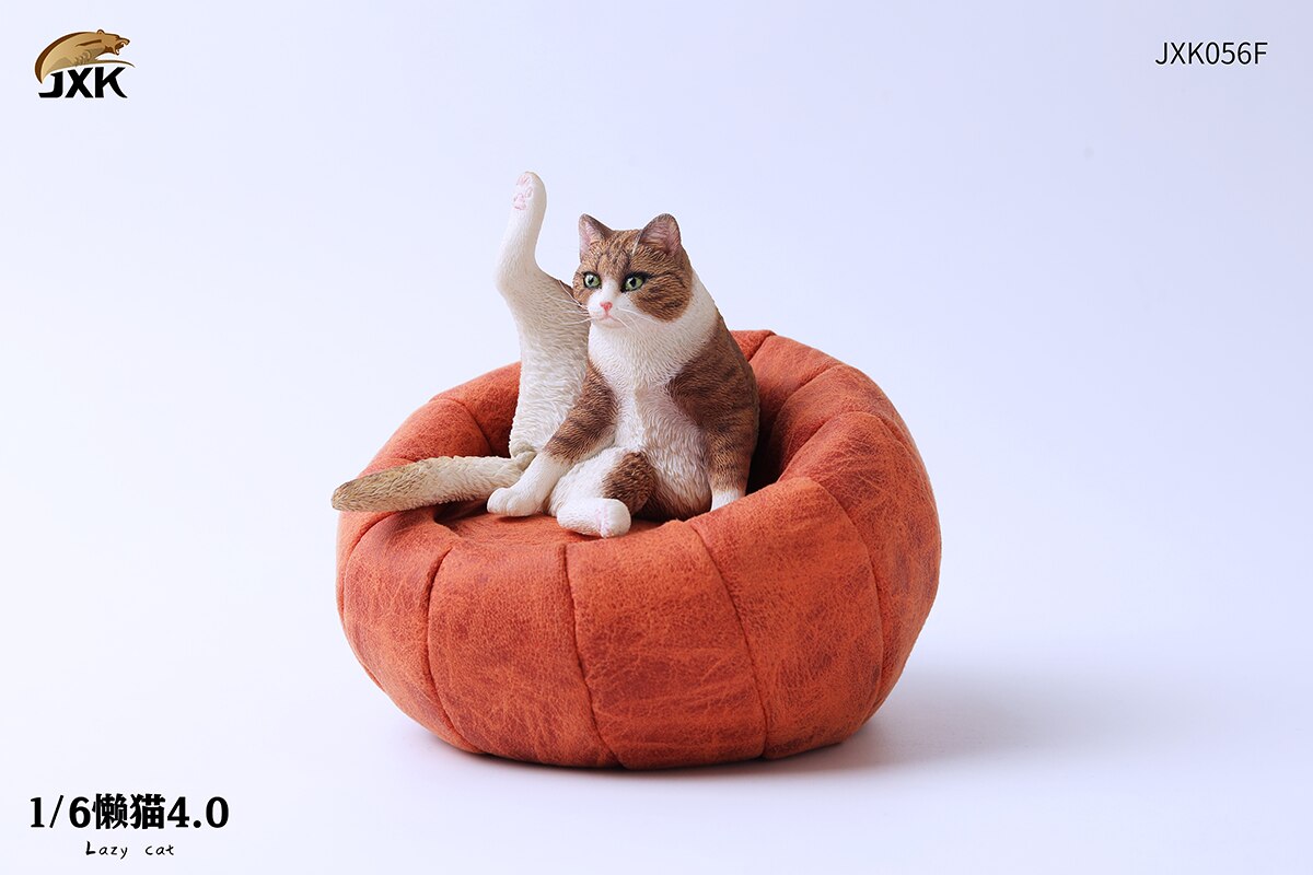 JXK 1/6 Lazy Cat with Sofa 4.0 Model Cute Pet Orange Cat Animal Figure Collector Decor Toy Handmade Oenaments Adults Kids: 056F