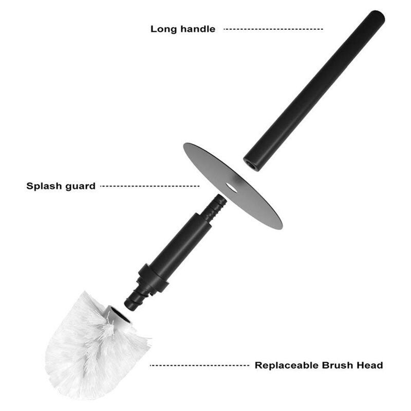 Toiletborstel En Houder Set, Toiletpot Borstel Met Houder Zwart Voor Badkamers, modern Wc Borstel Met Deksel Langer Borstel