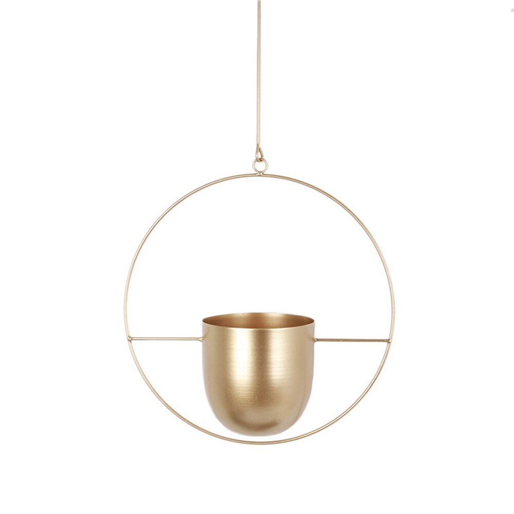 Panier suspendu en fer, Pot de fleur suspendu, panier de fleurs suspendu, décoration murale, chaîne en métal, balcon de jardin,: gold A