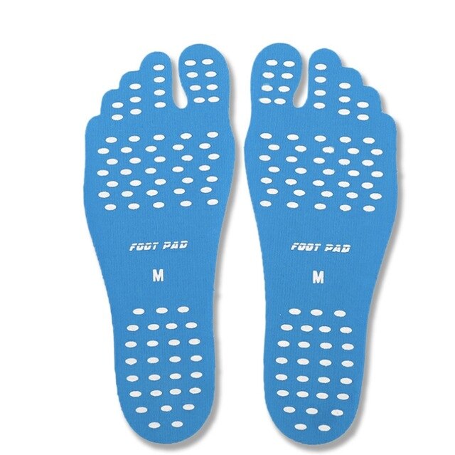 Unisex Beach Foot Patch Pads Non-slip Shoes Equipped With Anti-Skid Shoes Sticky Pads Feet Comfortable Waterproof Non-slip Mat: blue / L