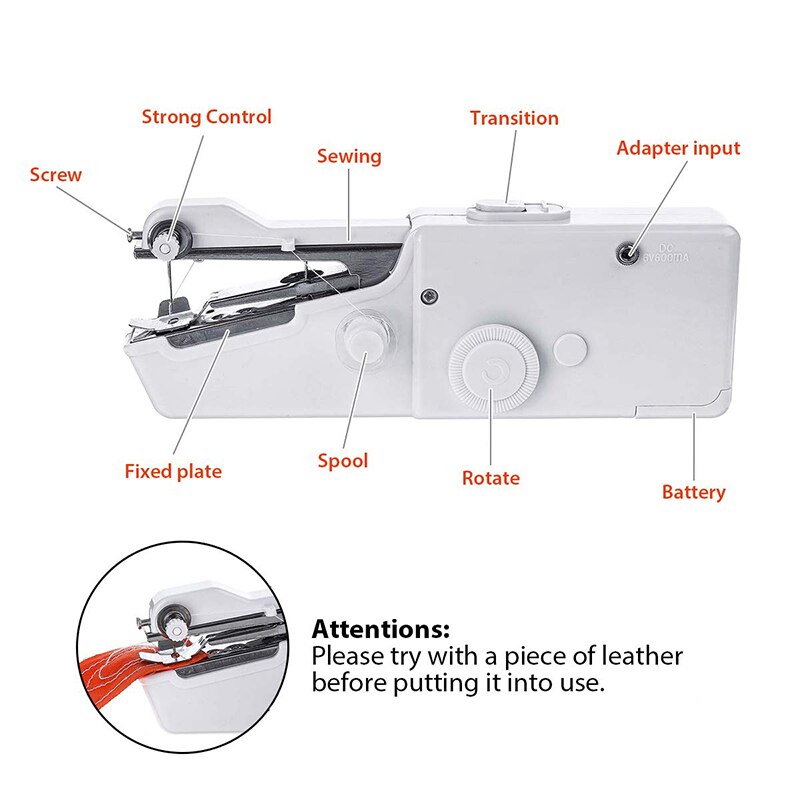 EU/US Plug Mini Sewing Machine Portable Handheld Electric Stitch Household Cordless Repairs Diy Clothes Needlework Sew Machine