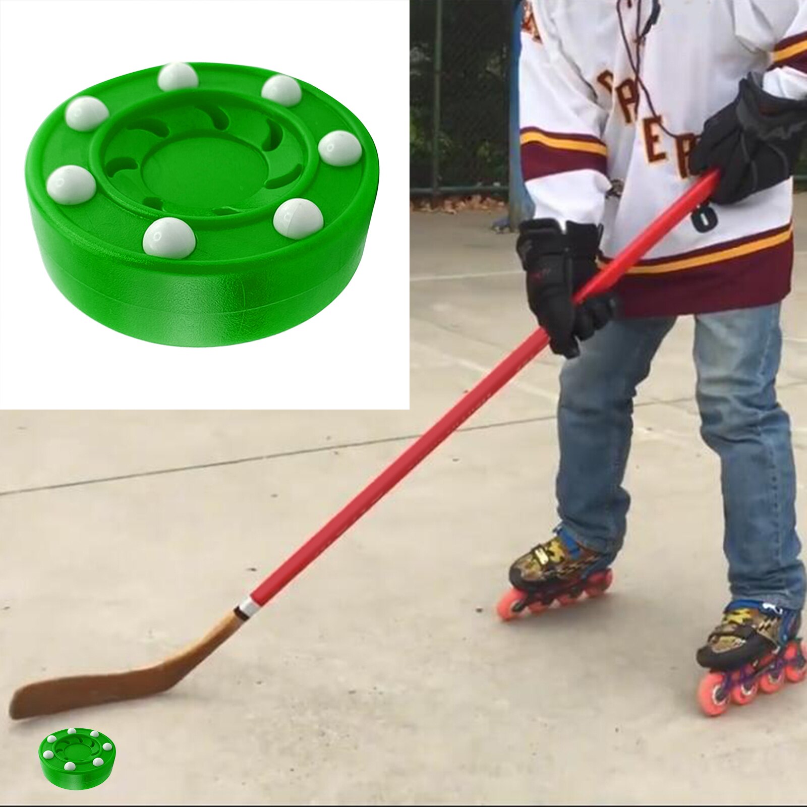 Roller Hockey Puck Official Pucks Training Rollers Trainer Accessories: Green
