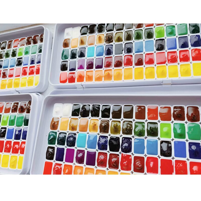 70 colors Mini Watercolor Painting Watercolour Sub-Package 0.5ml/1ml Mini-Suit pigments iron box packaging