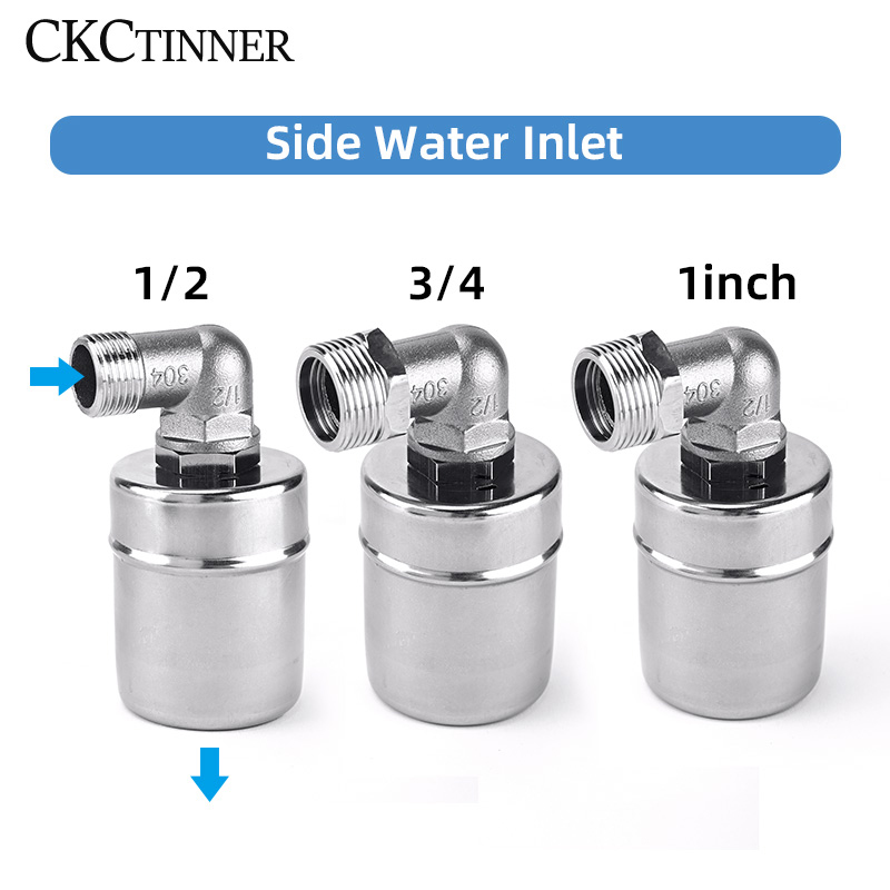 Flottörventil automatisk vattennivåkontroll 1/2 " 3/4 " 1 tum 304 rostfritt stål flytande installerad inuti för torntank