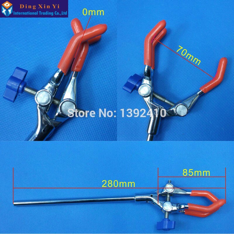 Abrazadera de laboratorio para tubo de ensayo, 1 unidad, 0-70mm, tres puntas de extensión, ajuste único