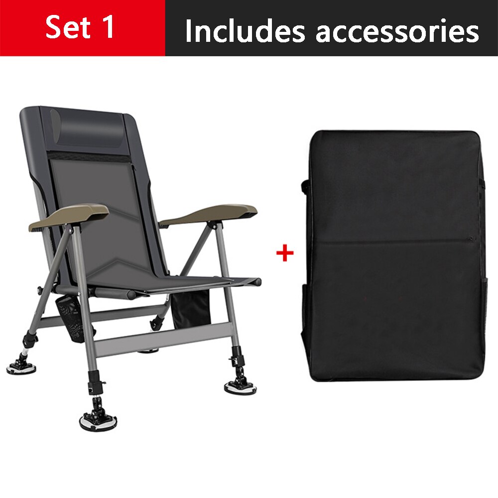 Fishing Chair Beach Chair Outdoor Foldable Fishing Chair Recliner four-leg Adjustable Portable Fishing Chair Comfortable: Set 1