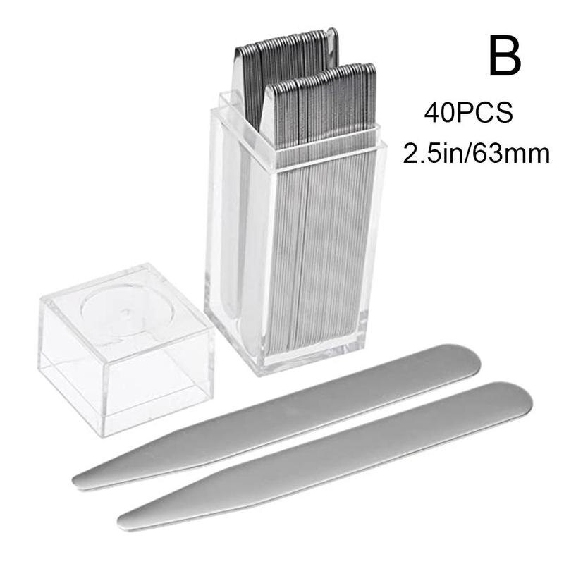 2.5 Inch Collar Support Collar Insert Matte Metal Shirt Collar Transparent Boxed Insert Bamboo Piece Men's Shirt Collar Support: B