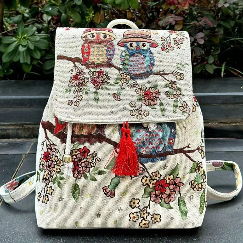 Sacs à dos brodés de style ethnique pour femmes, streetwear vintage, décontractée, sac de voyage Harajuku, sac en toile de sport