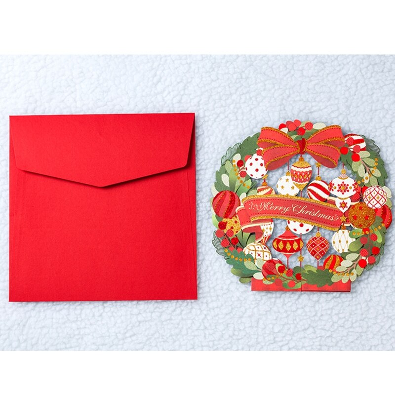 Feliz navidad tarjetas 3D UP rojo navidad de Navidad decoración de invierno cortado Año