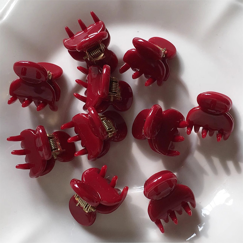 Griffes de cheveux de lapin rouge à la , pince à bec de canard, épingles à cheveux douces, fleur élégante, mini pince latérale, nouvelle , vêtements de sauna