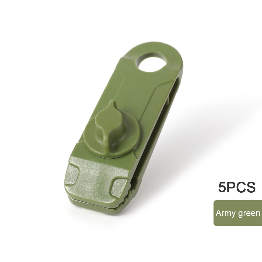 5Pcs Herbruikbare Dekzeil Clip Duurzaam Luifel Tent Sjorren Gesp Outdoor Camping Luifel Haak Winddicht Touw Tarp Clip: Amry green