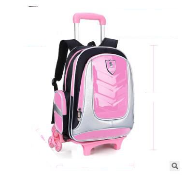 PU School Trolley backpack bag for boys kids wheeled Backpack for School Trolley bag On wheels for kids School Rolling Backpack
