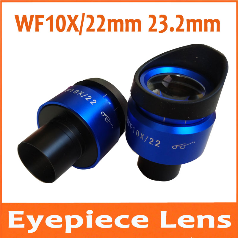 WF10X 22mm Blue Shell Zoom Adjustable High Eyepoint Biological Microscope Eyepiece Lens 23.2mm with Rubber Eye Guards