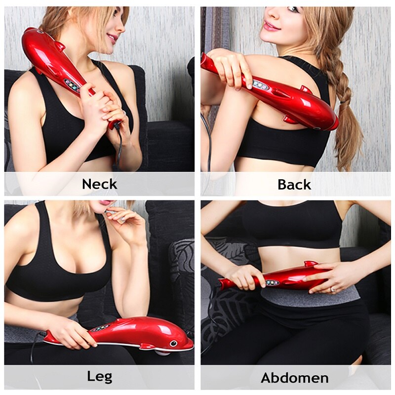 Elektrische Dolfijn Handheld Stimulator Trillingen Infrarood Nek Voeten Massage Hamer Roller Relax Gezondheid Massage Stok