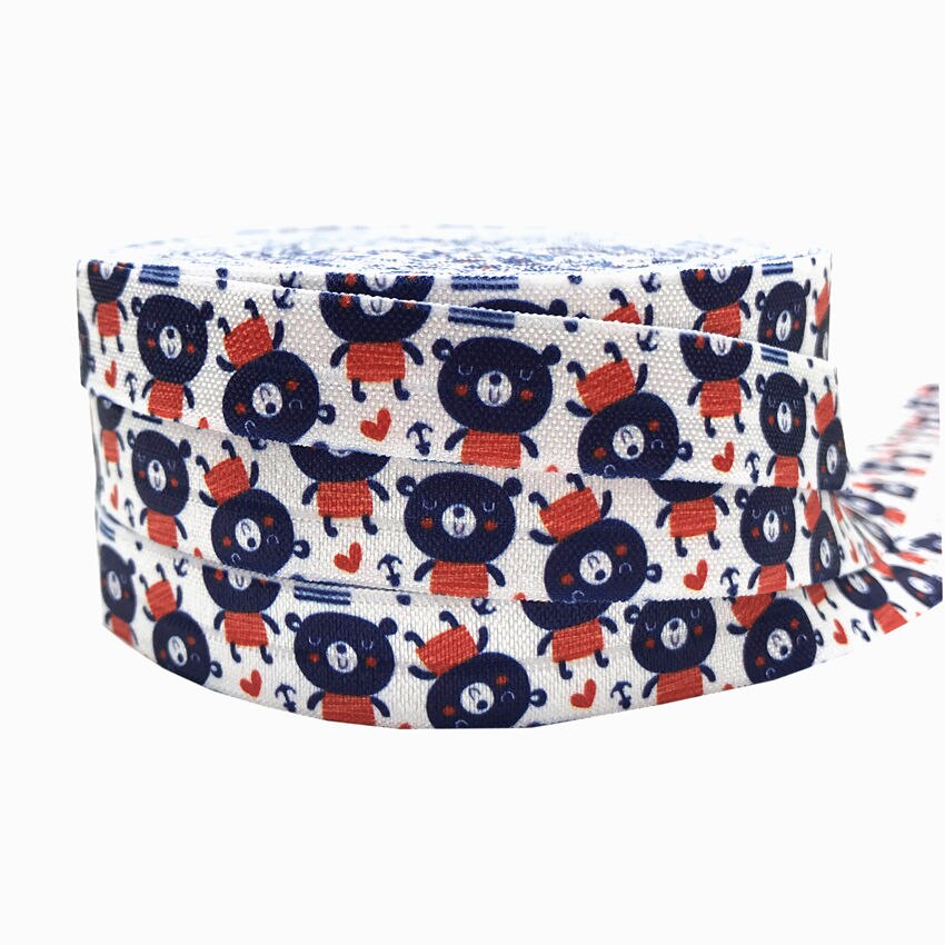 5/8 &quot;15Mm Beer Print Vouw Over Elastische Singels 10Yard Handgemaakte Haar Tie Hoofdband Naaien Home Decoratie accessoire