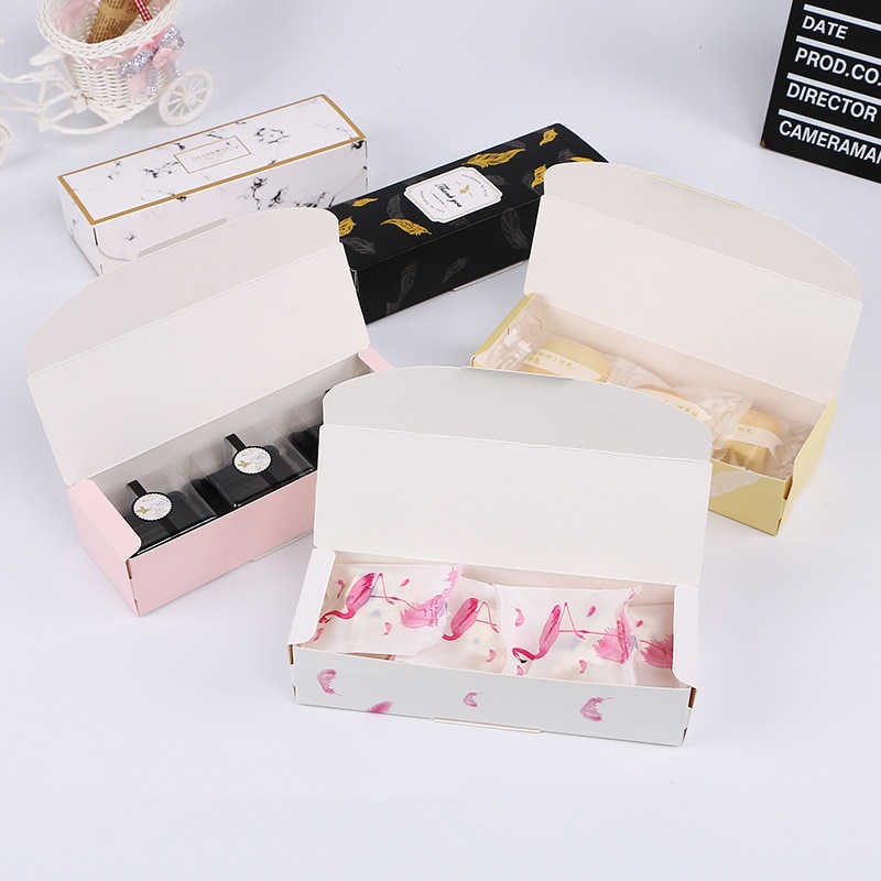 Kreative Flamingo Box Marmor Papier Tasche Dragee Cookies Tote Taschen Hochzeit Schokolade Kuchen Verpackung Papier Boxen Party Supplies