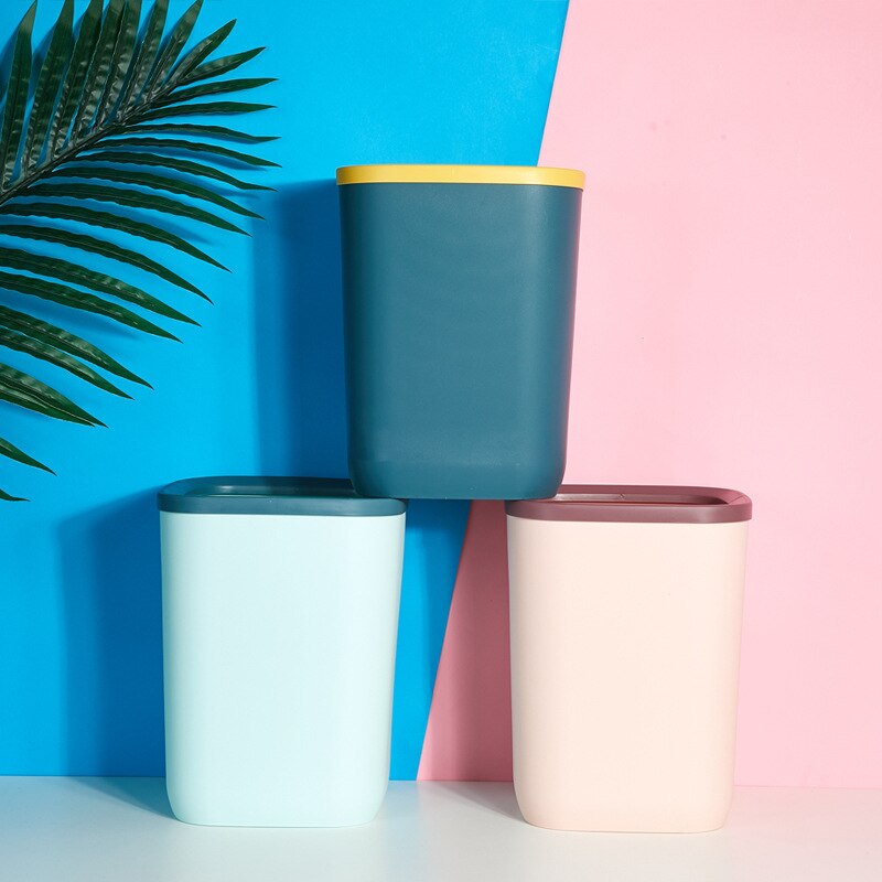Poubelle en plastique grande cuisine salle de bains bureau, corbeille pour toilettes salon sans couvercle