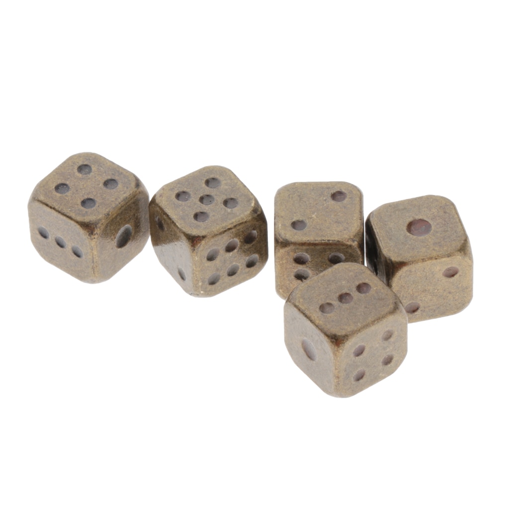 5Pcs 12mm Six Sided Dice D6 Zinc Alloy Multi Sided Dices Roleplaying DND RPG MTG Table Board Game Supplies Mahjong Accessories