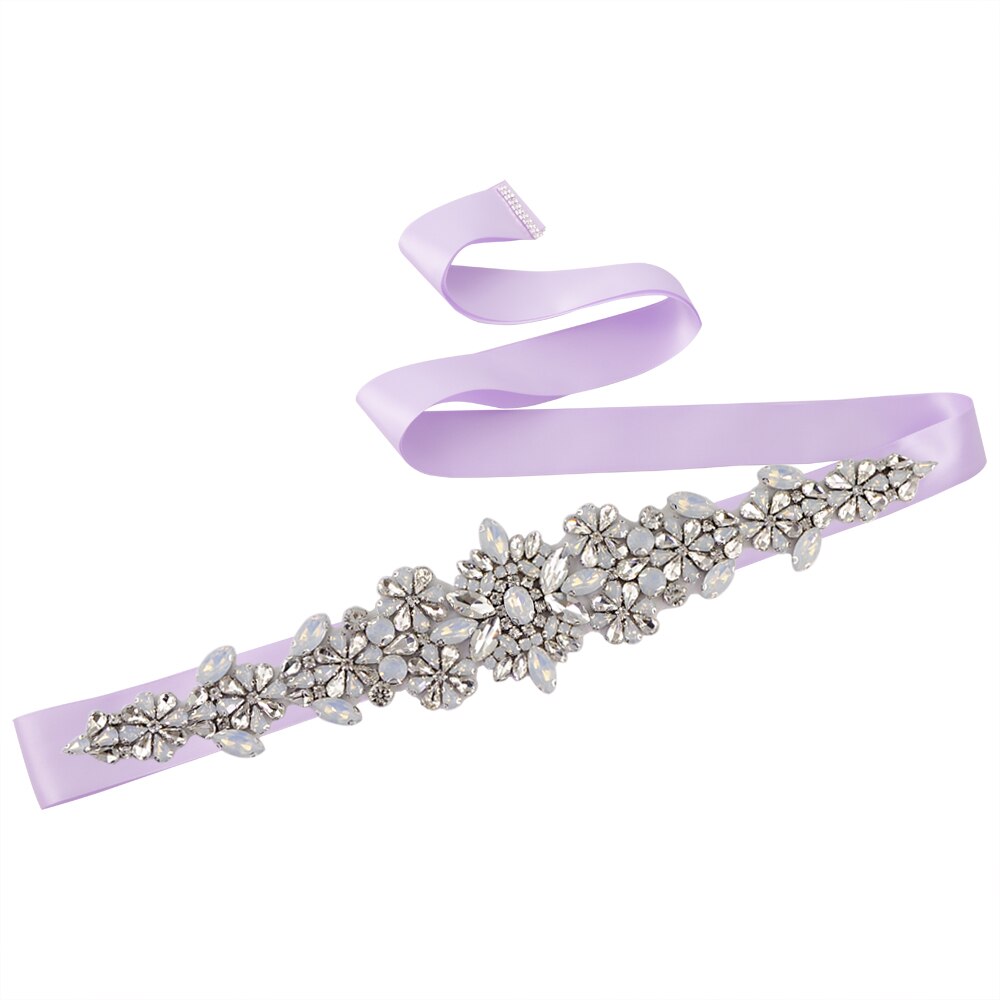 Trixy  s325- p luksus brudekjole bæltetilbehør brude rhinsten bælte opal diamant bælte brude sash til aften festkjole: Voilet