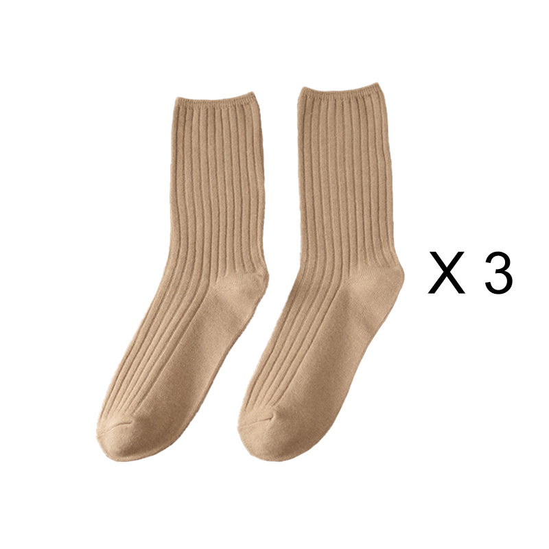 3 par/lote conjuntos de calcetines de mujer de Color sólido Retro calcetines largos de algodón para mujer transpirable estilo japonés Casual calcetín largo de algodón