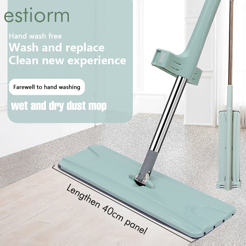 Magic Self Wringing Mop, 360°Spin Microfiber Flat Mop for Laminate, Hardwood, Wood Floor Cleaning - dust,wet and dry Squeeze mop