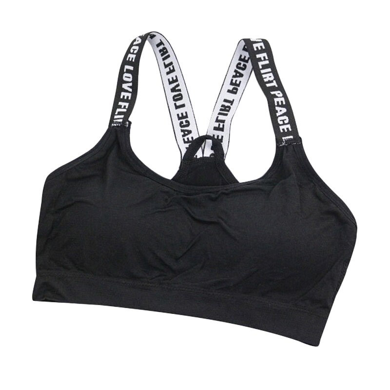 Sujetador deportivo de Yoga para mujer, sostén negro con tirantes cruzados, Tops de tubo transpirables, sujetadores deportivos para Yoga: black