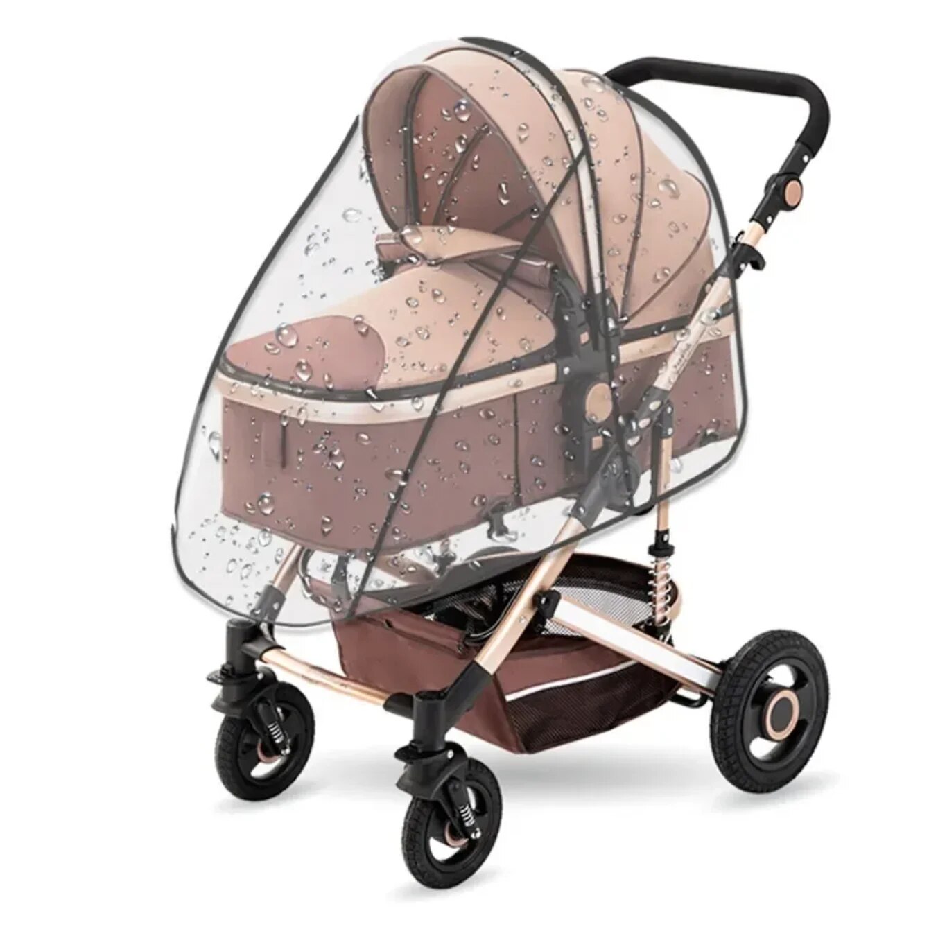 Universele waterdichte regenhoes voor kinderwagens Kinderwagenaccessoires Transparante stofkap Open ritssluiting Paraplu Regenachtig seizoen Waterdicht