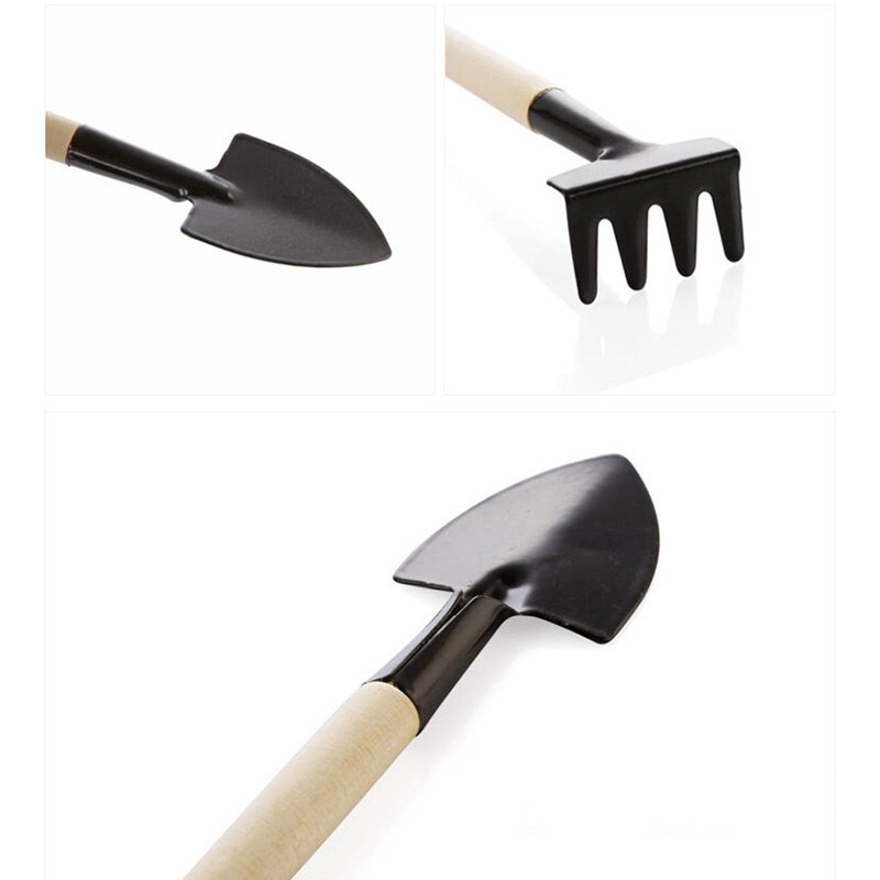 3 stücke dauerhaft Holz Griff Schaufel Rechen Spaten Mini Garten Gartenanlage Werkzeuge