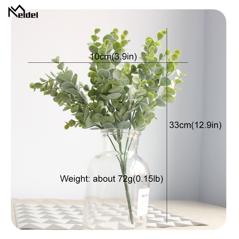 Meldel Diy Bruidsboeket Decoraties Kunstmatige Eucalyptus Bladeren 7 Vorken Handgemaakte Plant Bloemstuk Bruiloft Benodigdheden