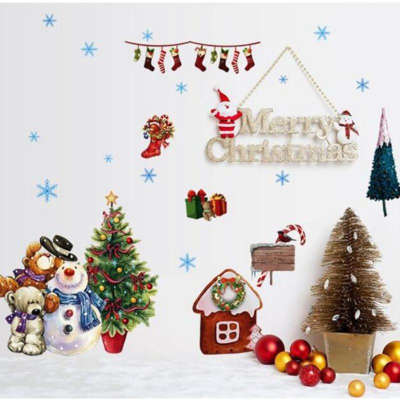 Aftagelig julevæg udstillingsvindue glas klistermærke dekor xmas julemanden juledekoration til hjem xmas dekor: C 45 x 60cm