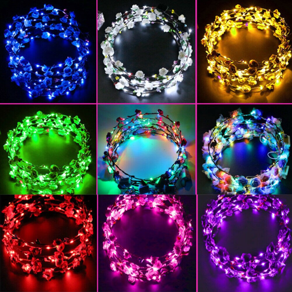 Diadema con corona de para boda para mujer y niña, diadema con luz LED para el cabello, diadema con corona, guirnaldas brillantes de neón, cumpleaños, Navidad, de navidad