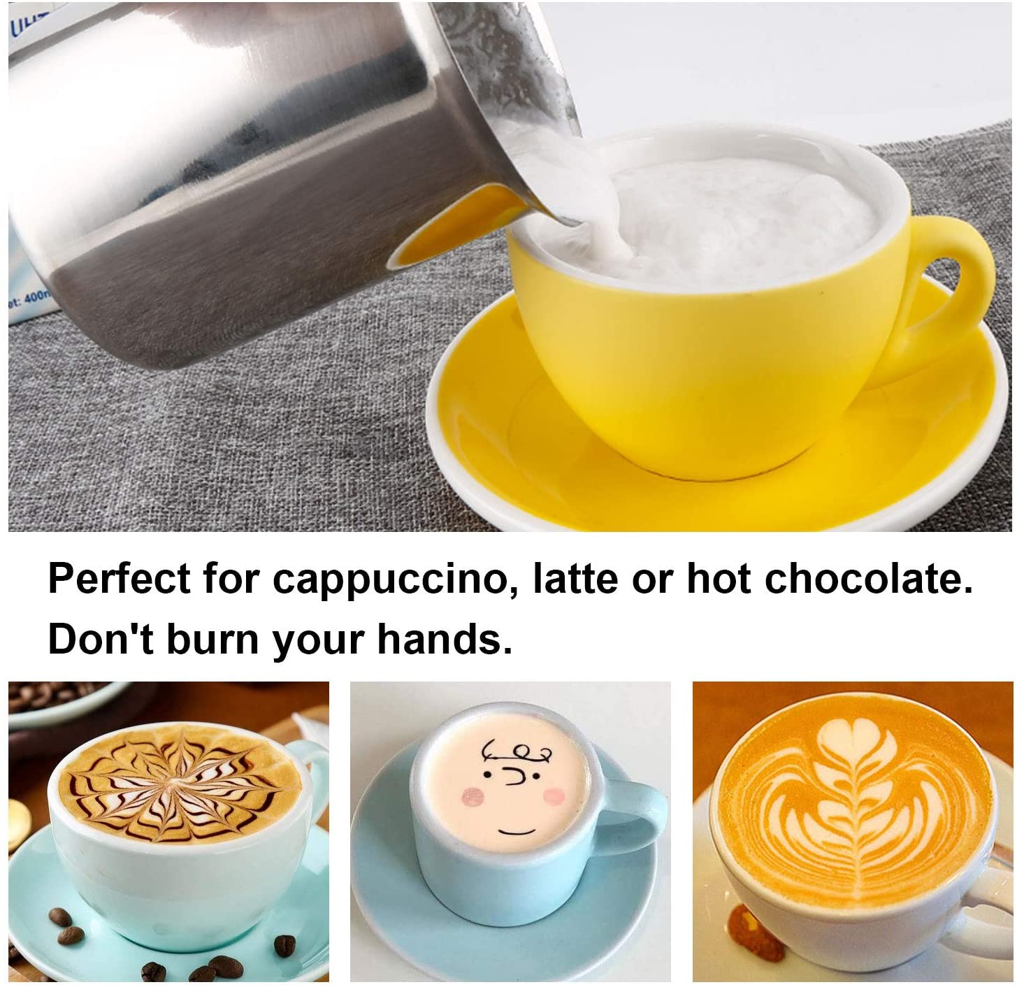 Montalatte manuale in acciaio inossidabile crema pompa a mano montalatte cappuccino Latte caffè schiuma brocca, schermo filtrante a doppio strato