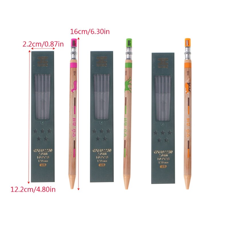 1Set Mechanical Pencil Refillable Type With Refill Box Simple Click 2.0 mm